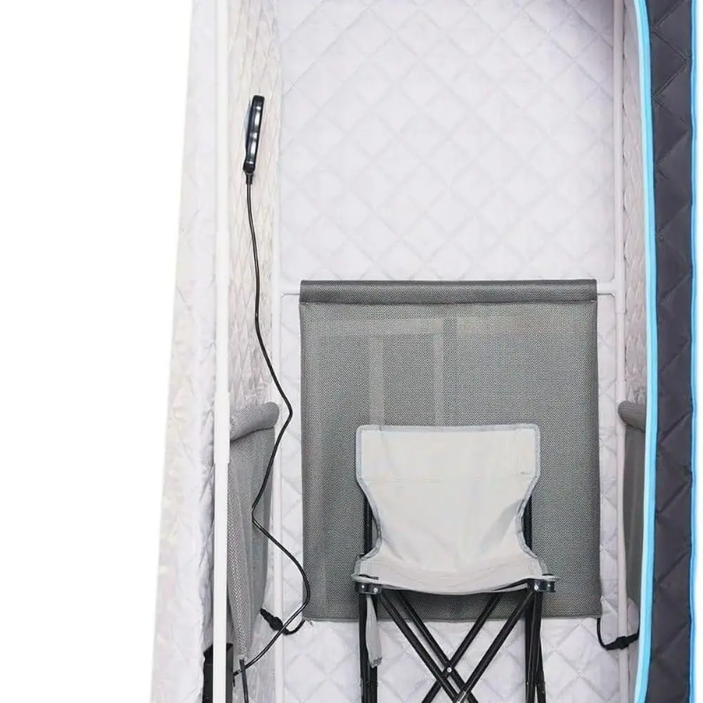 

Portable Infrared Home Spa Tent - 700W Full-Body Sauna with Folding Chair, Heating Pad, Remote, 65°C Max, 60min Timer, Black