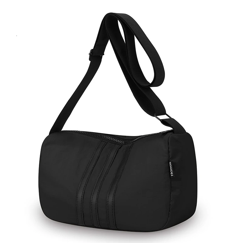 Crossbody Bag Women Large Capacity Nylon Striped Casual Sports Single Shoulder Purse Oxford Travel Handbag Outdoor Gym Luggage