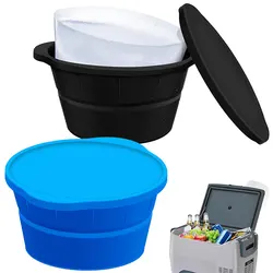 8LB Extra Large Round Ice Block Molds Silicone Foldable Ice Cube Tray Reusable Giant Ice Cube Molds for Cold Plunge Tub Ice Bath