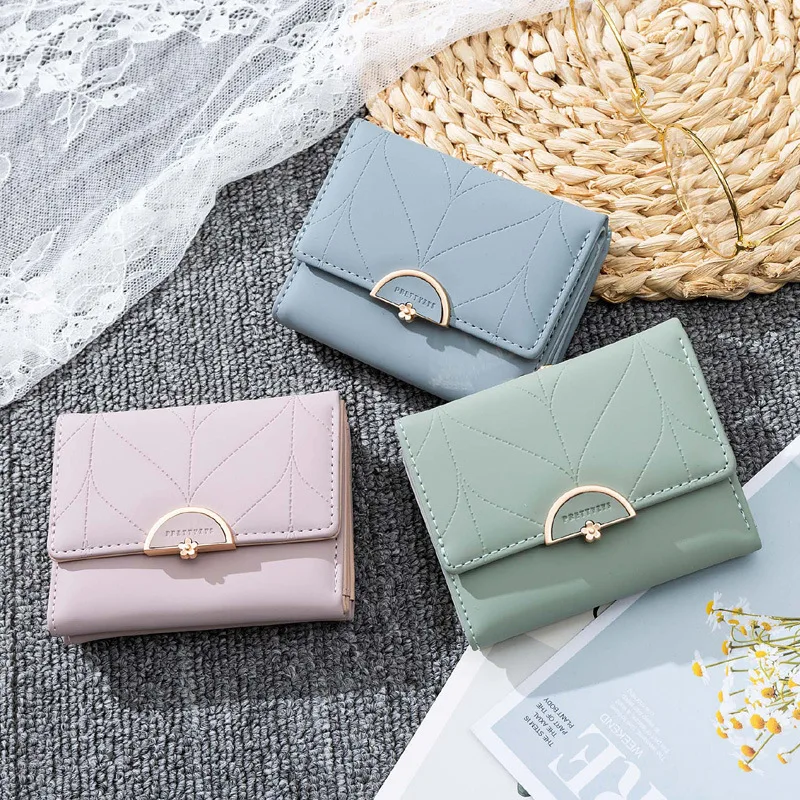 

Fashion Three Fold Purse Small Women Wallet Female Short Design Multifunction Lady Coin Porse Coin Pocket Fresh Carteras