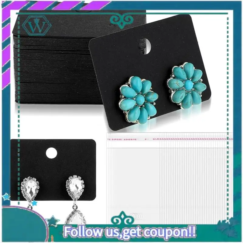 

A09P Серьги-карточки, для сережек, для продажи ювелирных изделий - Дисплей с 100-мя держателями для сережек и 100 прозрачной упаковкой для ювелирных изделий