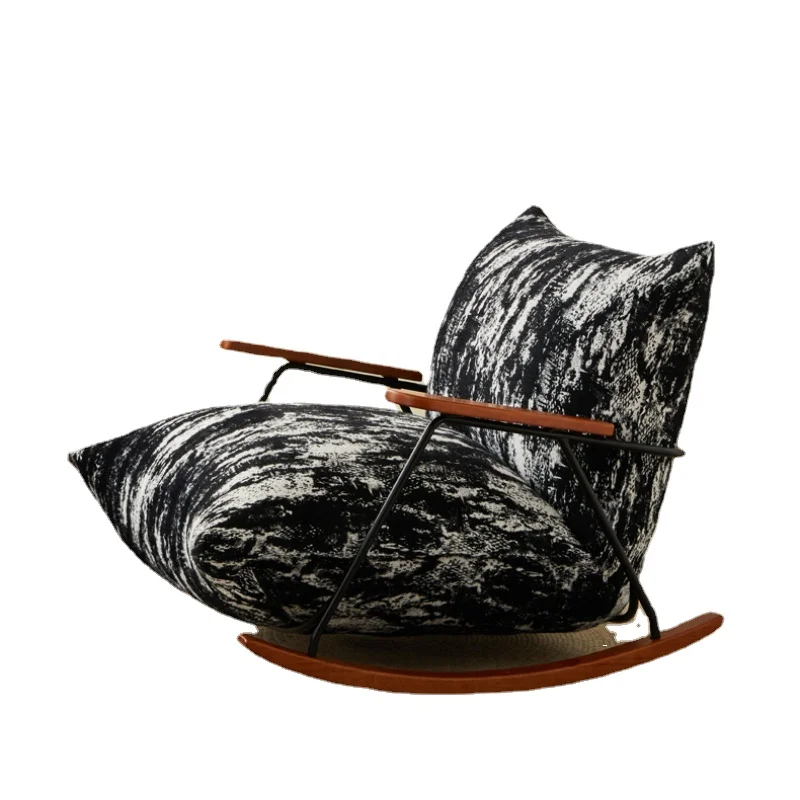 Yjq Lounge Sofa Chair Living Room Single Retro Ink Painting Rocking Chair