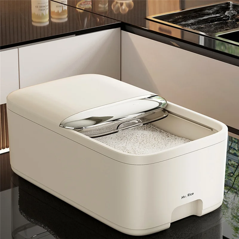 

【Hot Cake】Rice Storage Container With Lid, Moisture-Proof And Insect-Proof, Grain Sealed Jar For Kitchen Dry Grain Organization