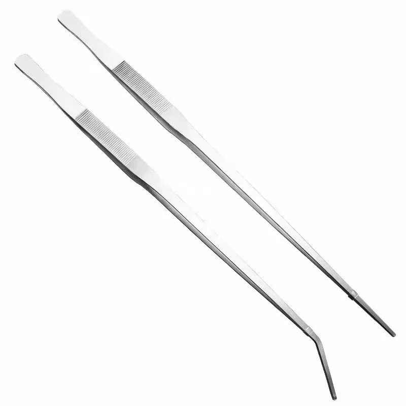 Stainless Multifuctional Steel Elbow Tweezers Aquarium Clip Long Tongs Medical Tweezers Forceps Pet Feeding Tools Non-slip