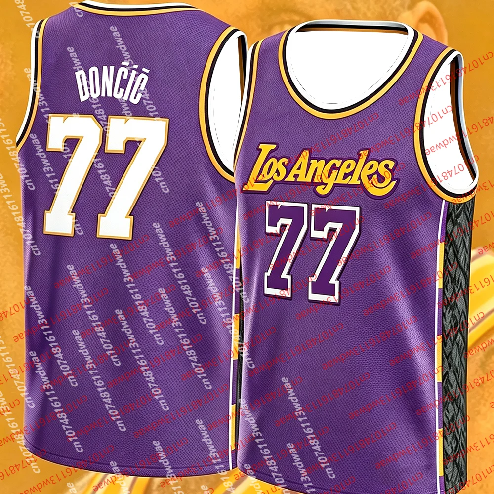 Los Angeles #77 Doncic Basketball Jersey Unisex Sleeveless Sports Tank Top Vest Tops For Men Women Basketball Fans Kid T-shirt