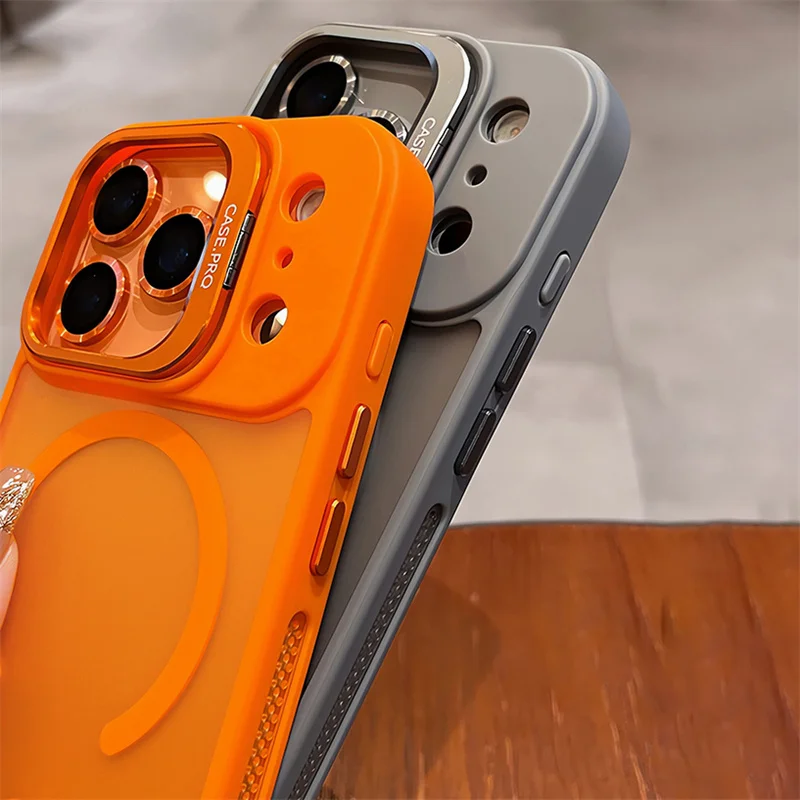 حافظة ملونة رسمية لهاتف آيفون 17 برو ماكس حافظة Air 16 15 14 13 12 11 Pro Max لهاتف Magsafe حامل شحن لاسلكي غطاء للعدسات