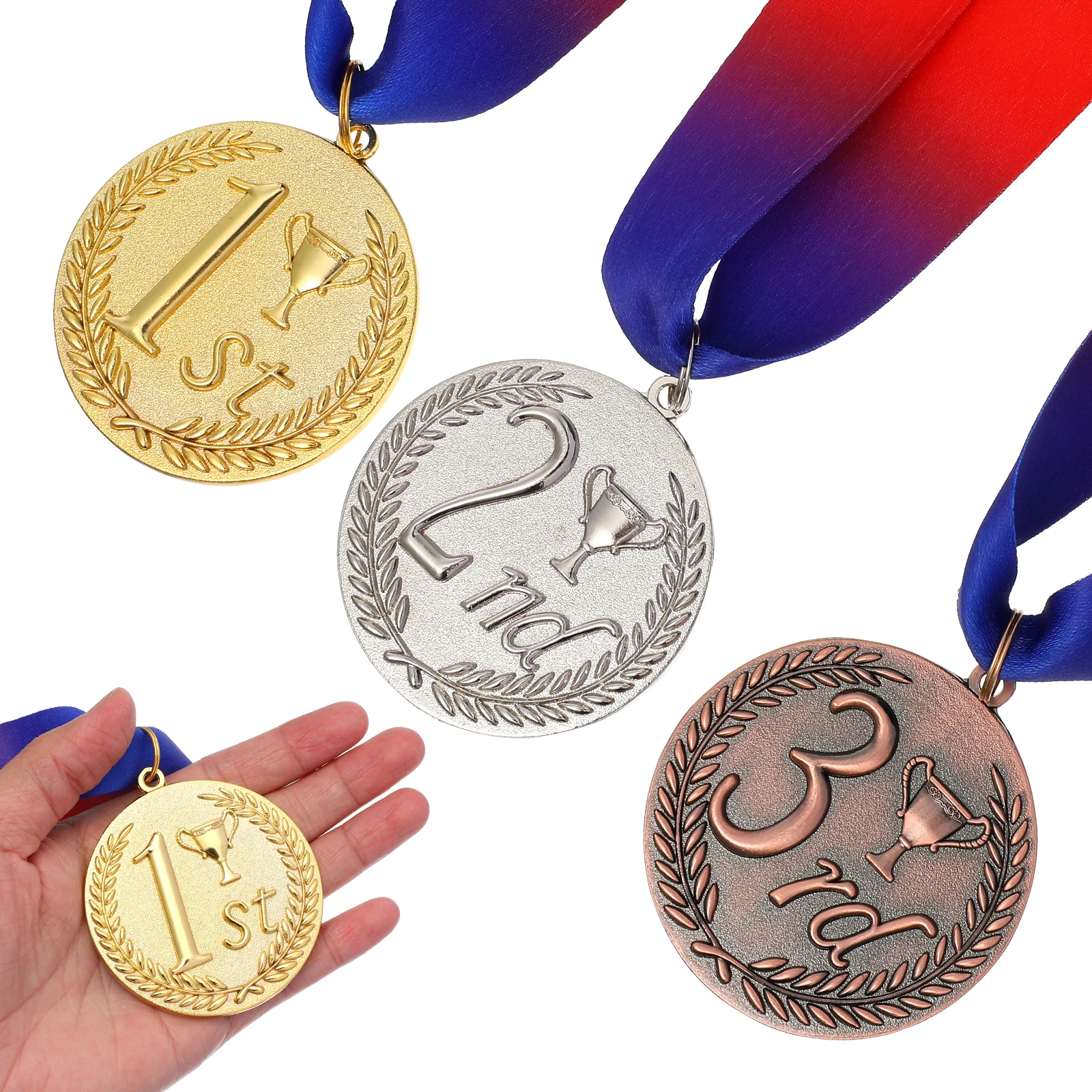 

3 Pcs Gold Silver Bronze Medals for Sports Competition Awards Commemorative Prize Medals Set Game Decor