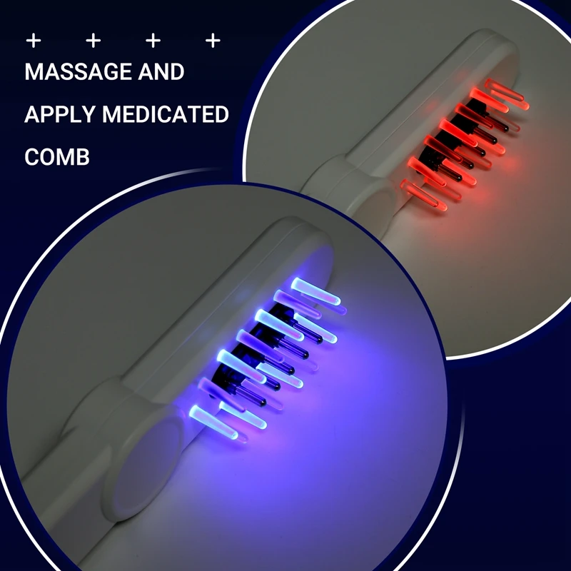 Electric Hair Oil Applicator With Red Blue Light For Women Men Sturdy Multifunctional Handheld Heads Scratcher Massager