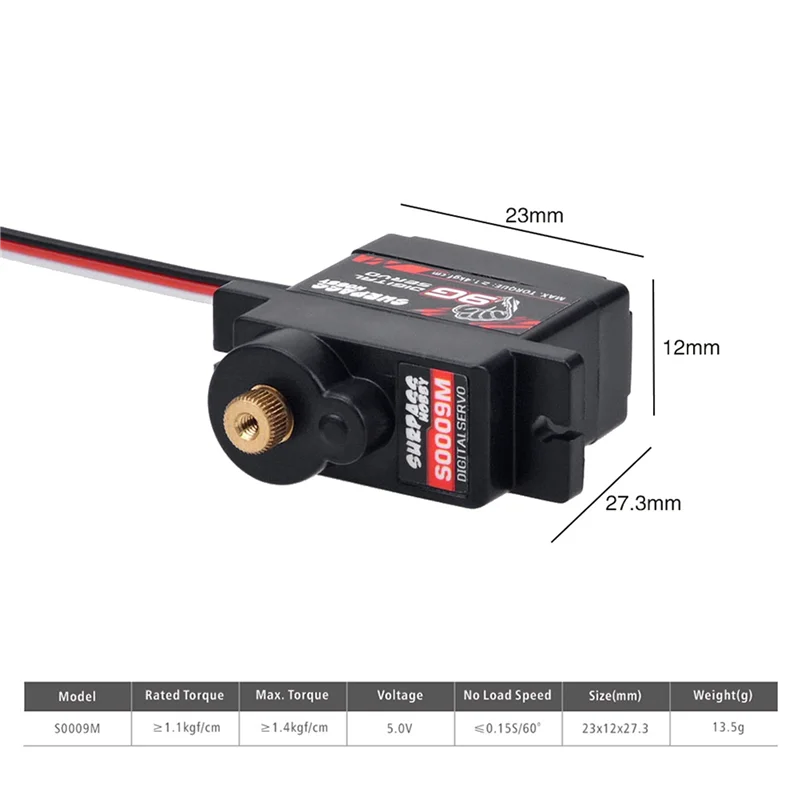 A04F-SURPASS HOBBY 12 pièces S0009M 9G servos numériques engrenage métallique Servo 1.4KG équipement de direction pour pièces de voitures RC avion bateau Plan de bateau