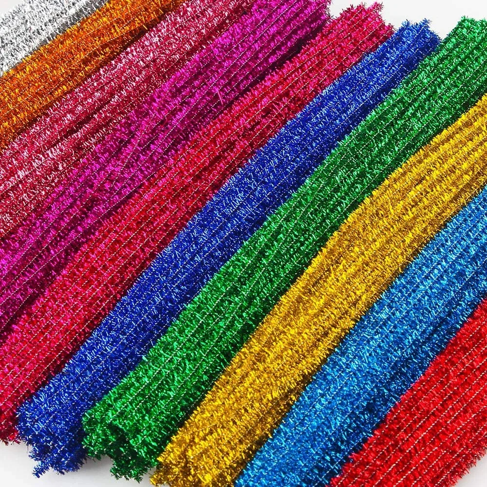 Glitter Assorted Colors Chenille Stems 1cm Pom Poms Pipe Cleaners for DIY Art Supplies Hand Craft for Kids Class