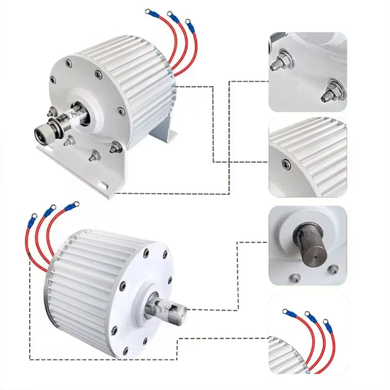 5000W Efficient Electric Generator Low Speed 220V 380V 3 Phase Gearless Permanent Magnet AC Alternators For Wind Water Turbine