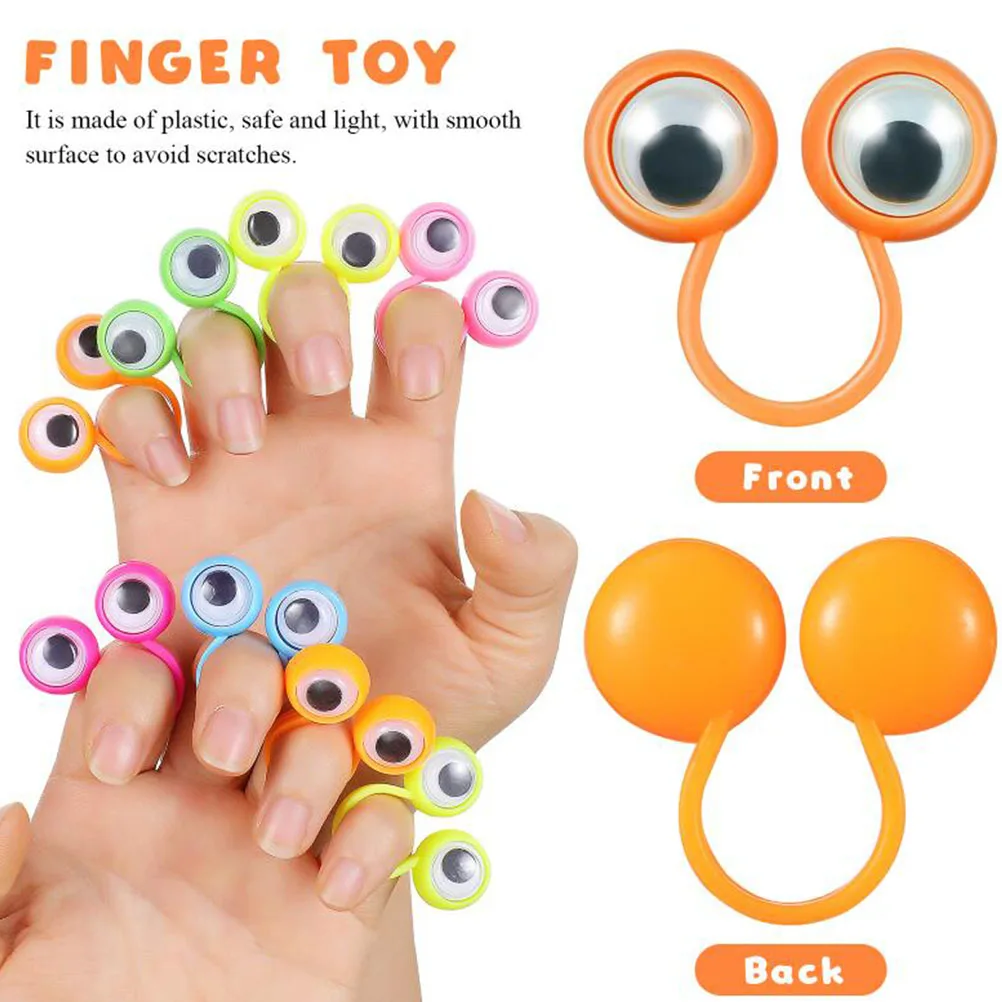 24pcs Finger Small Children Toys Puppet Eyeball Kids Puppets Plastic Toy Googly Rings Eyes Ball Eyeballs Little Fake Middle Hand