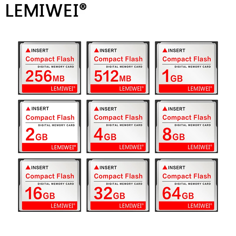 Scheda di memoria Lemiwei 256MB 512MB Scheda flash compatta 1GB 2GB 4GB CF Card 8GB 16GB 32GB 64GB Scheda Compactflash per fotocamera