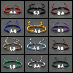 Cute Stainless Steel Little Boys Charm Bracelet Braided Adjustable Lucky Red Thread Rope Couples Bracelets for Women Men Jewelry