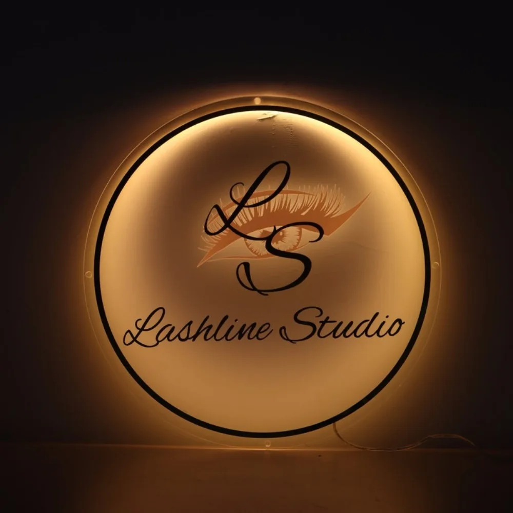 Custom Acrylic Backlit Logo Sign - Round Illuminated Personalized Signs for Business, Nail Salons, Beauty Studios & Restaurants