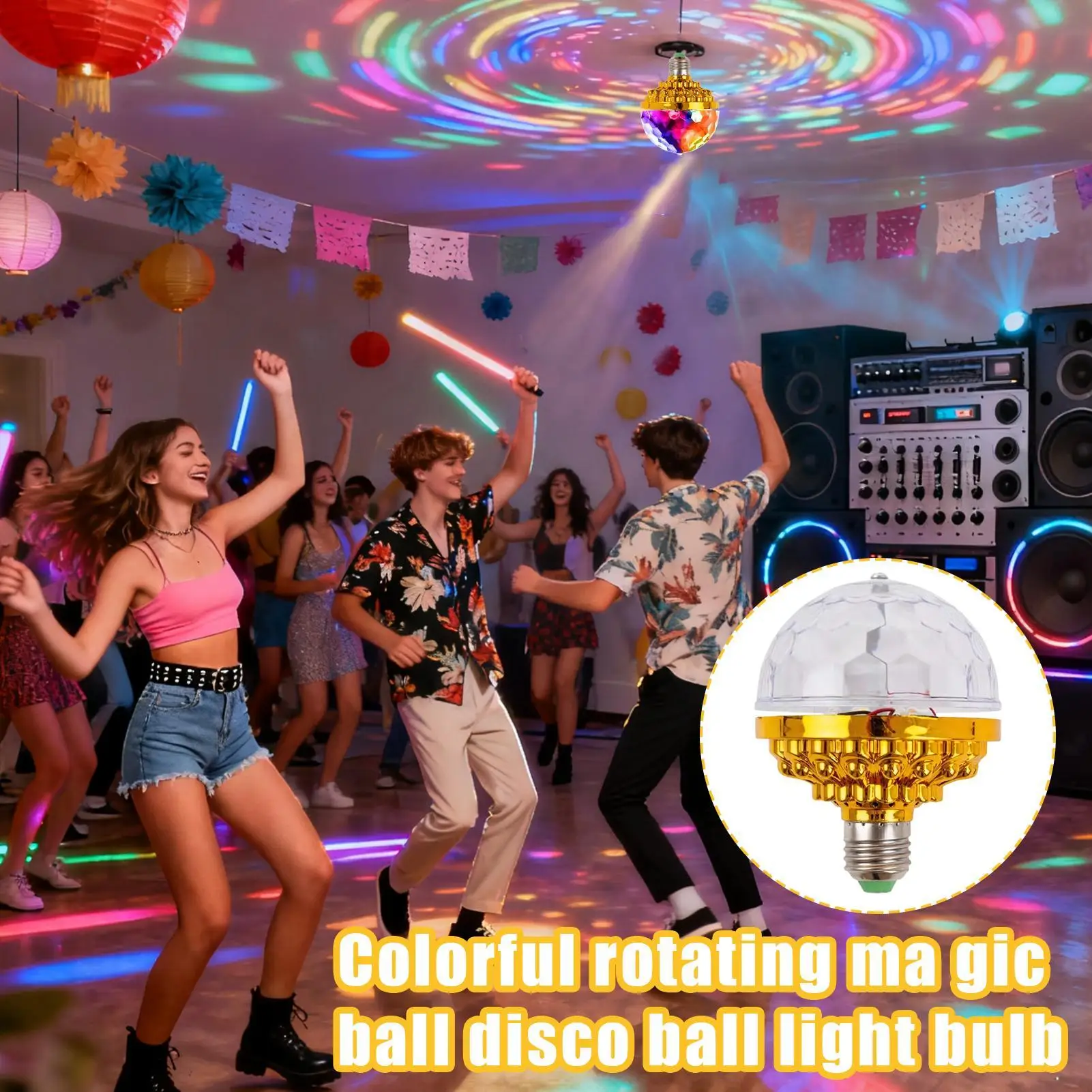 

Colorful Rotating Disco Ball Light LED Long Lasting Safe Continuous Lighting Rotating Disco Ball Light For Bar Party Lovers Kids