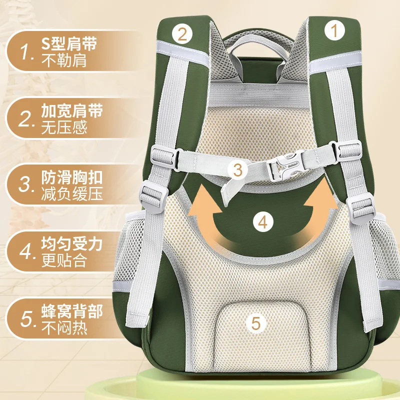 Tas Ransel Baru Kelas 1-4, Kapasitas Besar, Pelindung Tulang Belakang, Pengurang Beban untuk Anak SD Laki-laki Perempuan, Tas Ransel Ergonomis untuk Anak