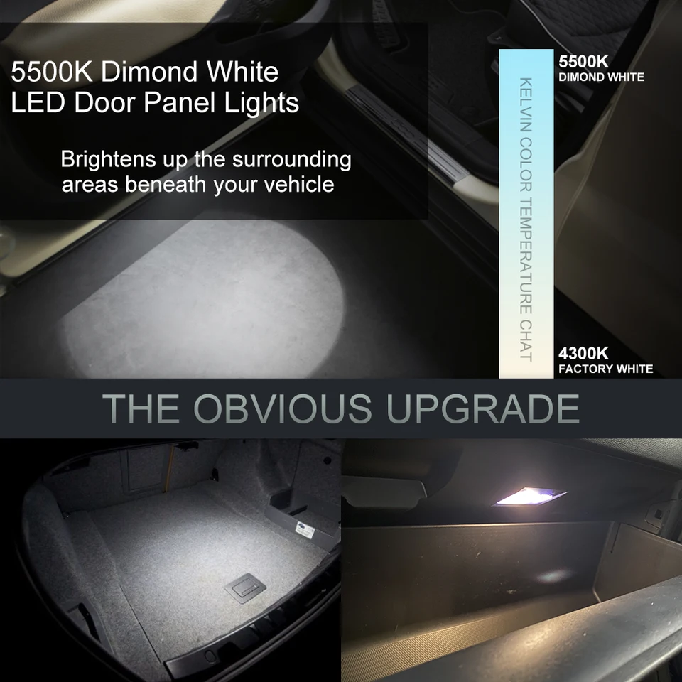 2 Luces LED De Cortesía Para Alfa Romeo (Giulietta, Mito, Brera, GT, Spider, Giulia, Stelvio, 166, 147, 156, 159, 4C) – Válidas Para Puerta, Maletero Y Guantera