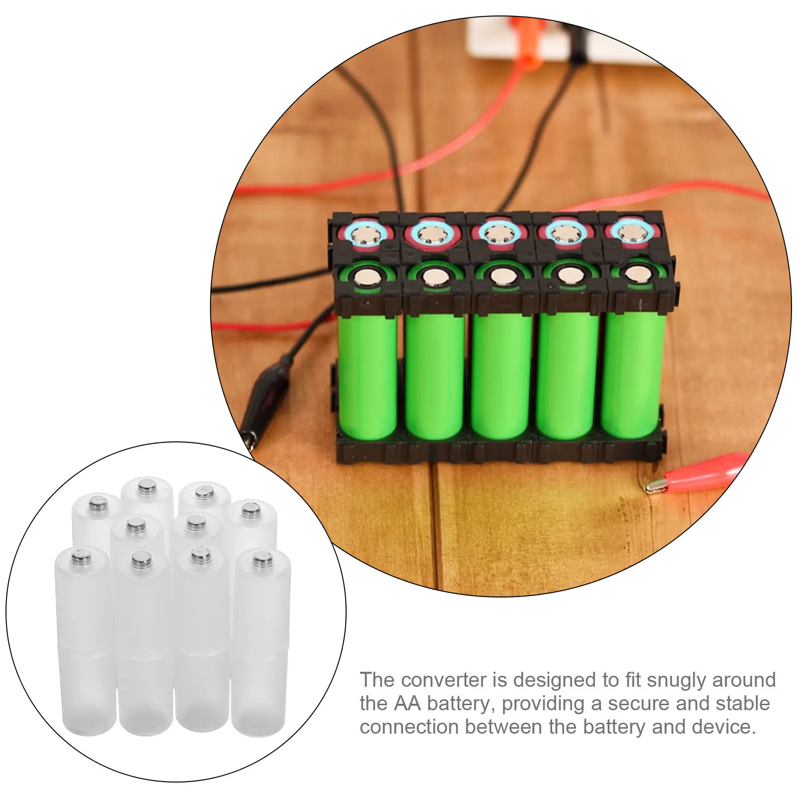 10Pcs Battery Converter Aaa to Aa Adapter Lightweight PP Battery Holder Secure Fit for Small Batteries Replacement Converter