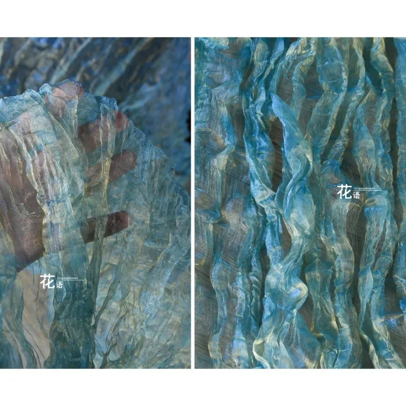 

Ткань из органзы, плиссированная сетка с градиентом, платье, одежда, дизайнерская одежда, швейные метры, оптовая продажа, ткань «сделай сам», полиэстер