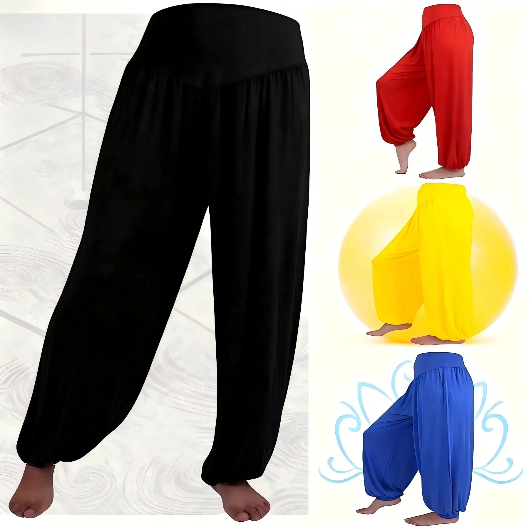 

Elastic Loose-Fit Cotton Yoga Pants for Women - Breathable Dance Sports Pants for Pilates, Lounge & Everyday Comfort