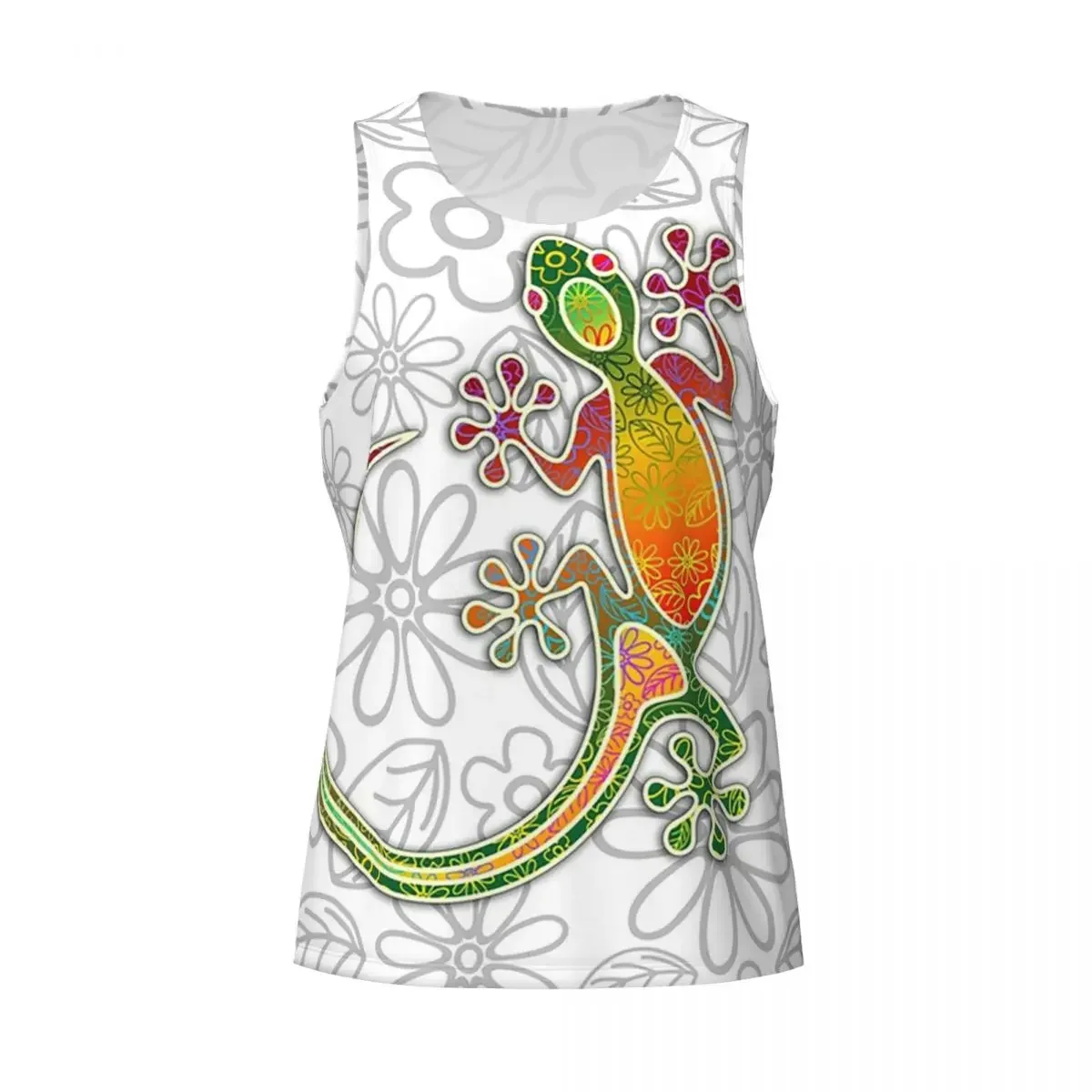 Quick Dry Gecko Ethnic Tribal Lizard African Gym Tank Muscle Sleeveless Shirt Bodybuilding Breathable Vest