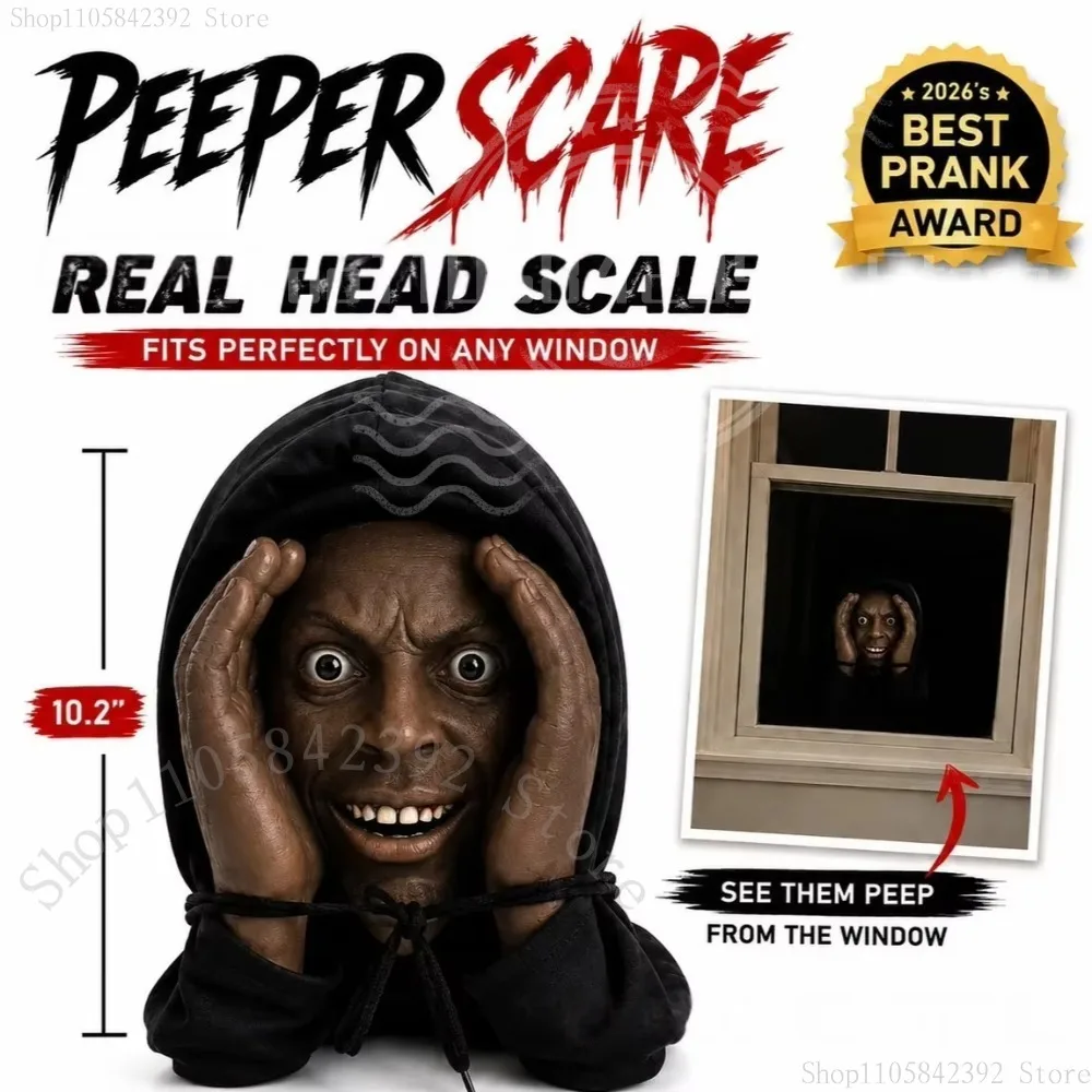 Creepy Halloween Window Prank Mask Paster, Scary Face Prop Realistic Scary Face Window Decoration Paster
