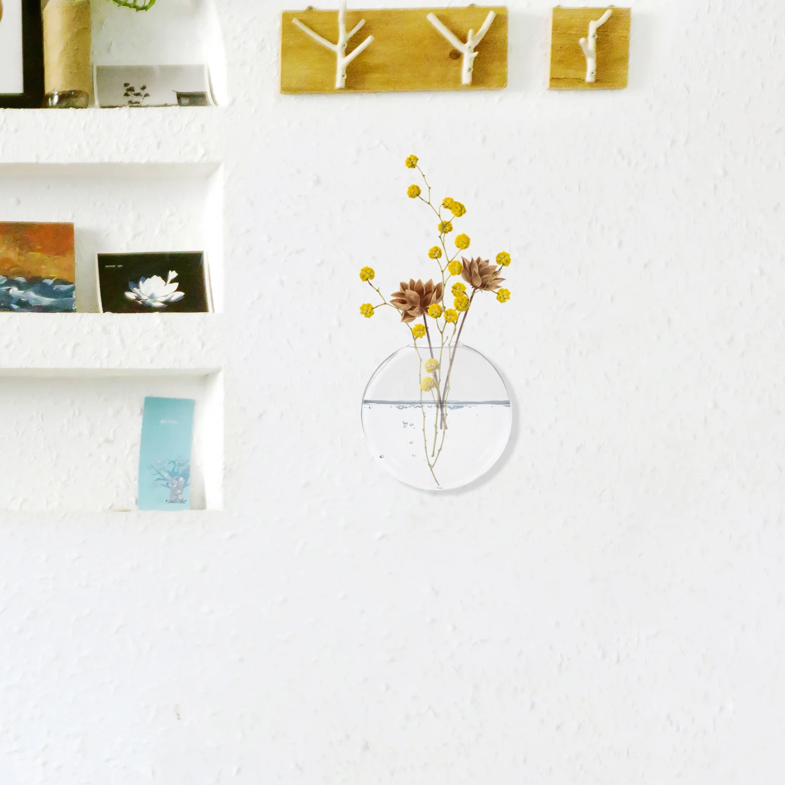 

2Pcs Transparent Wall Hanging Hydroponic Vase Glass Planter for Small Spaces Easy to Clean Modern Home Office Decor