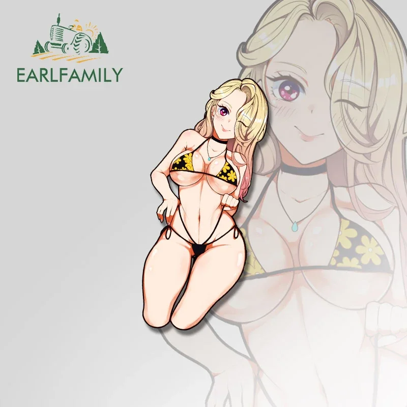 EARLFAMILY 13cm X 5.8cm Alluring Marin Bikini Waifu Cat Girl Car Stickers Cartoon Personality Decals Practical Car Styling