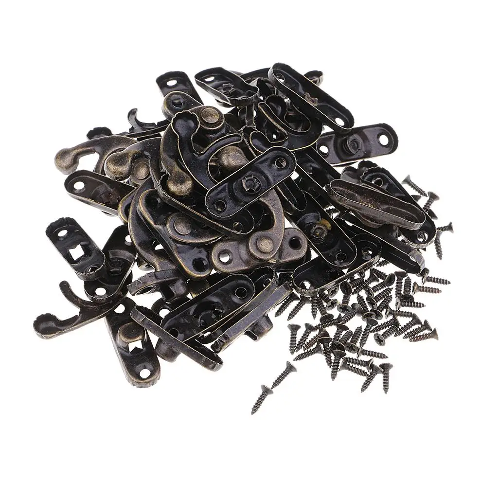 Antique Style Metal Hasp Latch Hook Bronze Box Lock Furniture Fastener for Gift Wooden Toolbox Cabinet - view 2