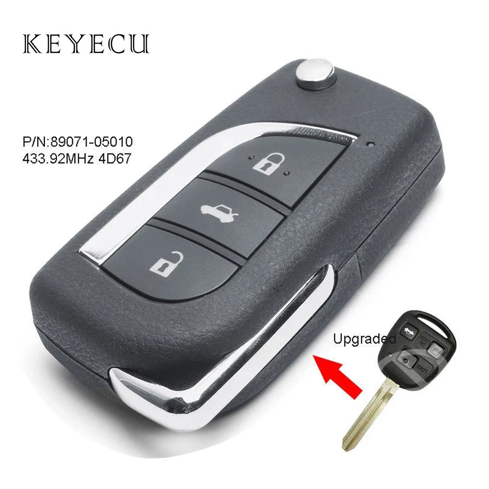 

89071-05010 Upgraded Remote Key Fob Replacement 433.92MHz 4D67 Chip for Toyota Avensis 2003 2004 2005 2006 2007 2008