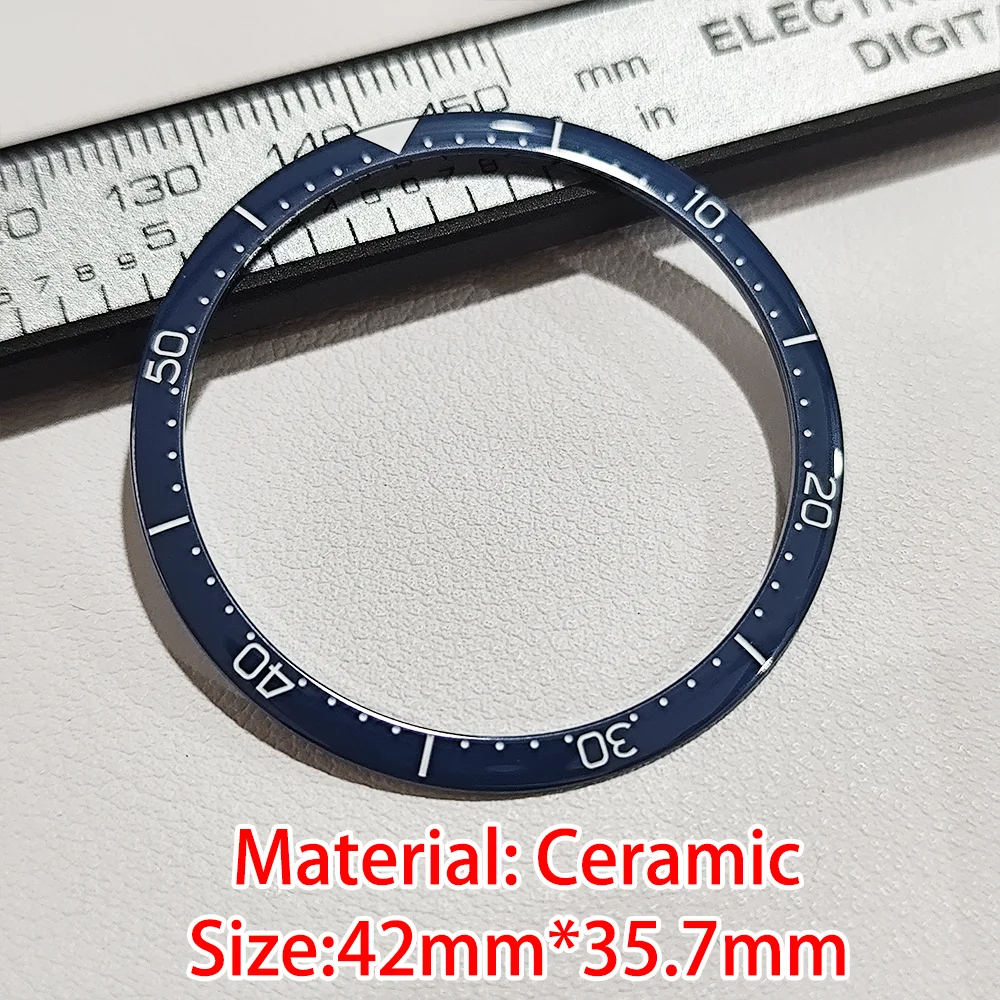 Miring jam tangan keramik pria, aksesoris Bezel sisipan Bezel 42mm * 35.7mm tersedia dalam berbagai warna