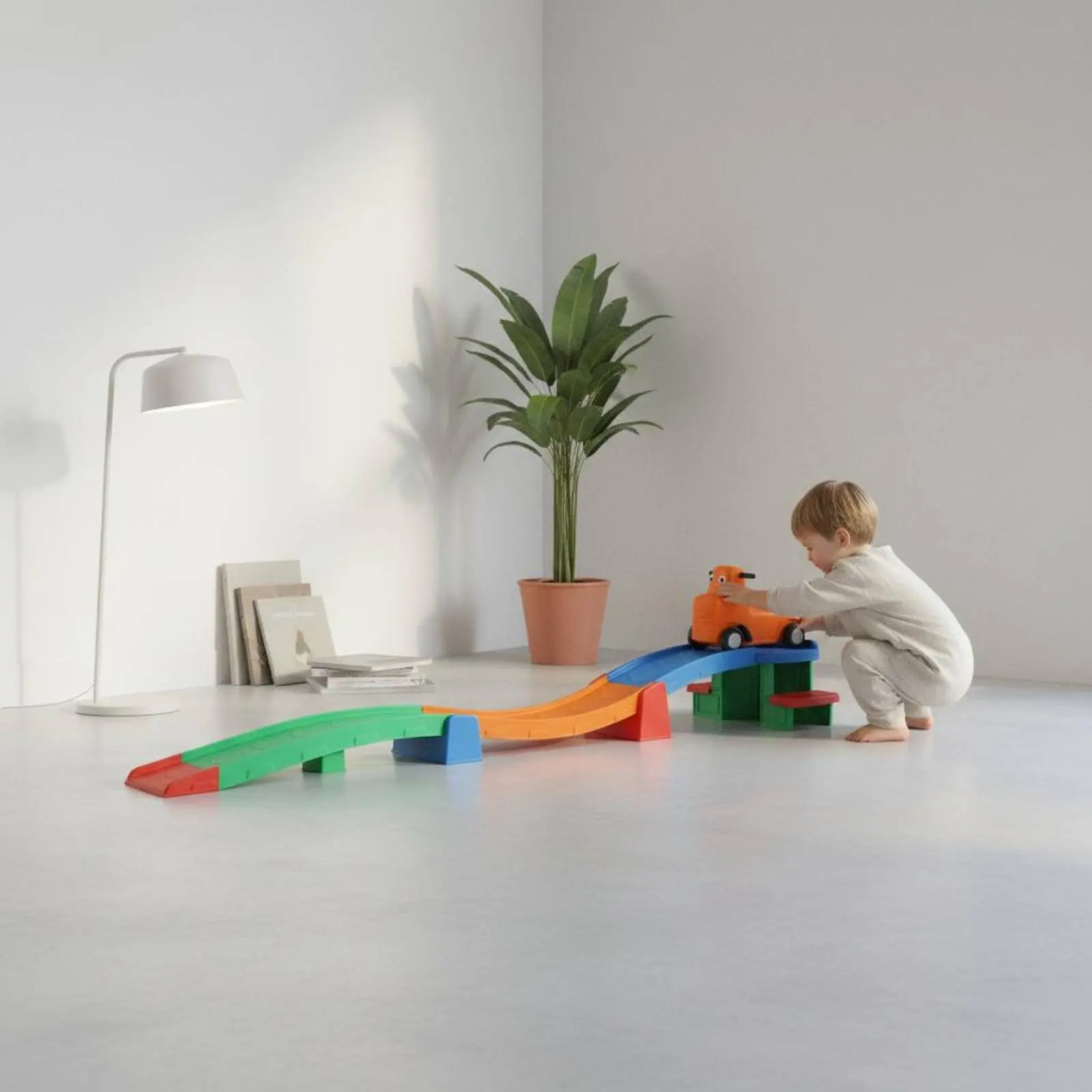 Three-Section Slide Car Track Child-Safe Preschool Sensory Slide Track Children's Toy Screen-Non-Digital Fun Sturdy Plastic