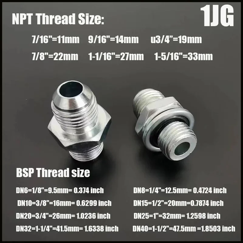 Straight Through Male Connector NPT 7/16 9/16 U3/4 7/8 to BSP 1/8 1/4 3/8 1/2 74° External Cone/British Pipe Fittings Adapter