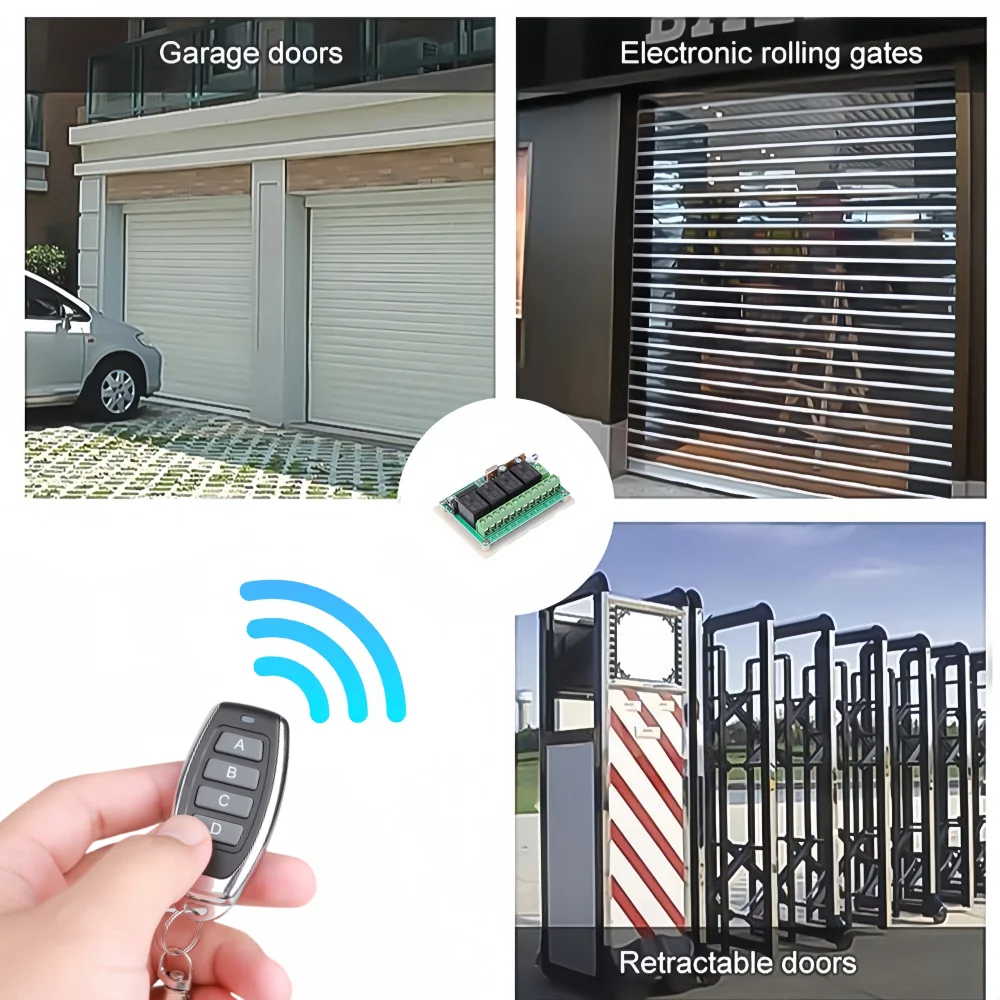 433Mhz Universal Wireless Remote Control DC 12V Relay 4CH Module Receiver 4B Transmitter DIY For Garage Door Gate Motor Light