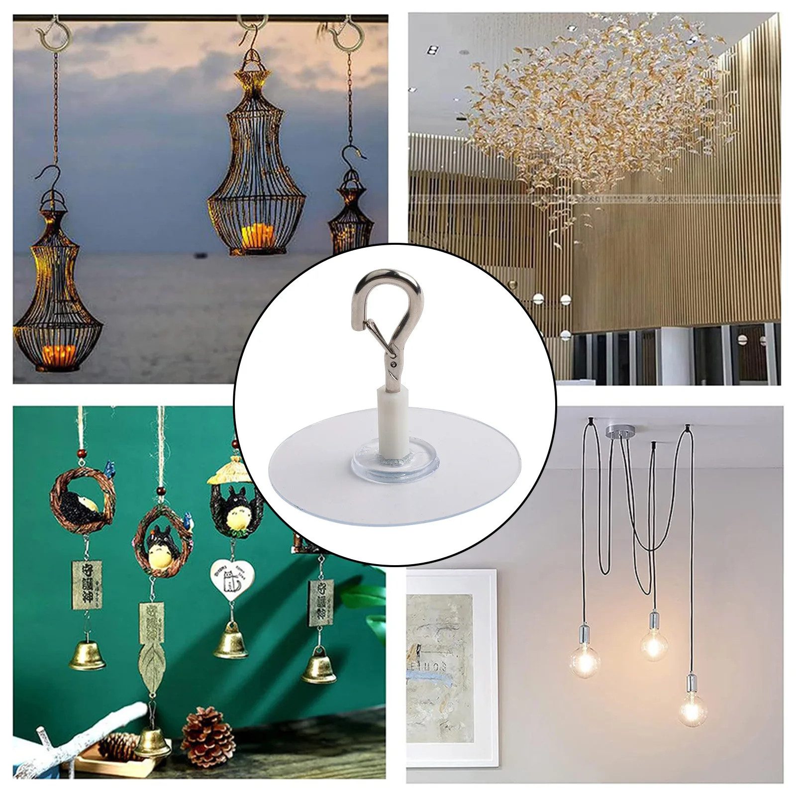 Easy To Use Christmas Party Self-adhesive Ceiling Hooks No Drilling Hooks Hanging Strength Test Metal Material