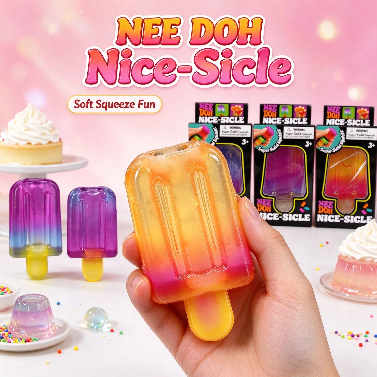 Gradient Ice Cream Squeeze Toy Soft Slow Rebound Squishy Fidget Toy Stress Relief Gadget for Adults Home Office Relaxation
