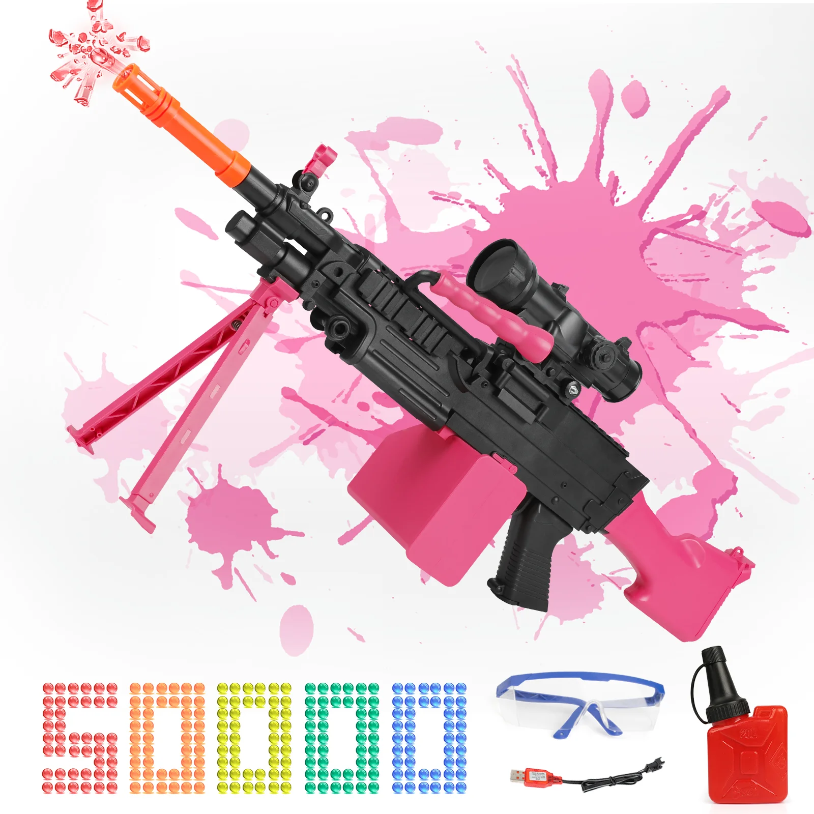 

Electric Gel Ball Blaster Gun, Full Automatic Splatter Water Ball Gun M-249 Blaster Gun for Summer Outdoor Shooting Games