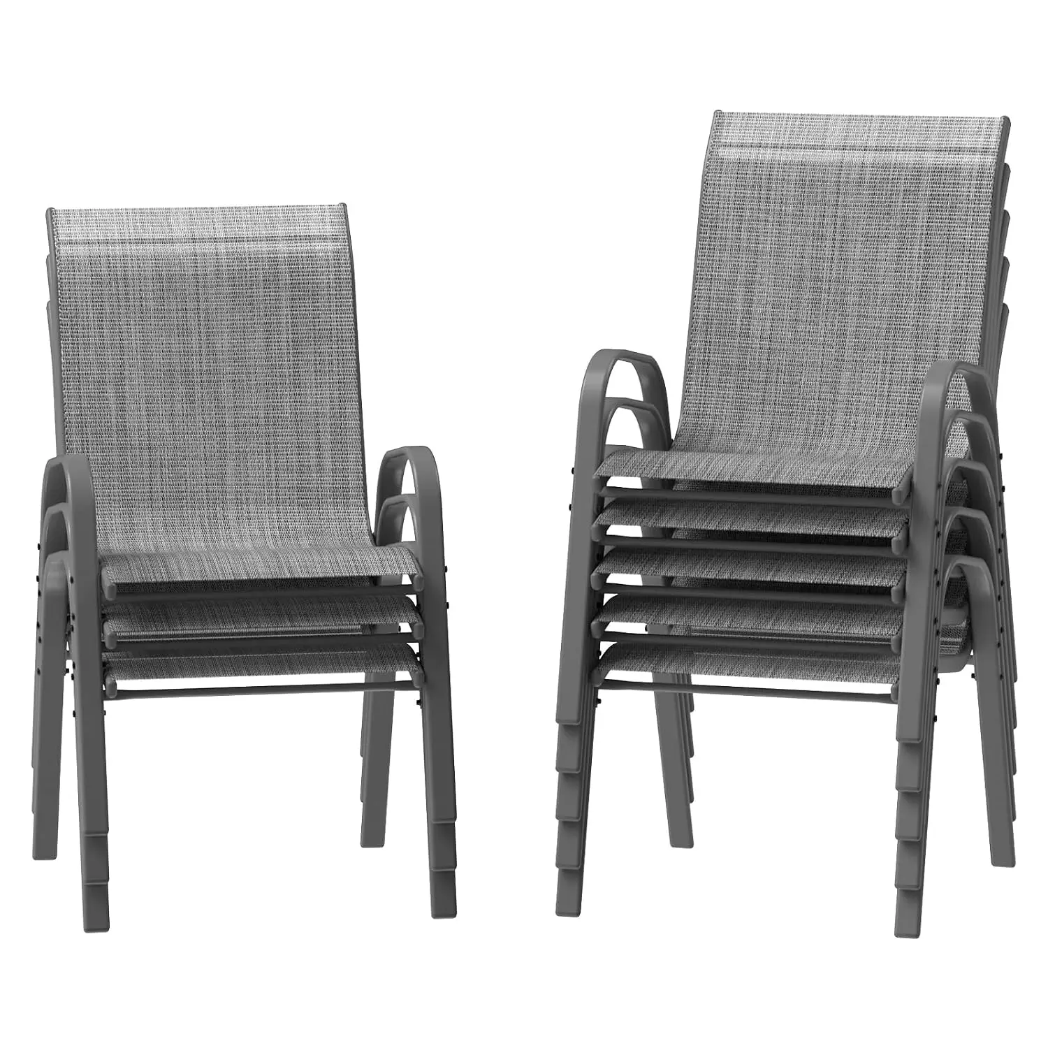 Outdoor Stackable Dining Chairs Set of 8 All Weather Breathable Garden Furniture for Backyard Deck, Customized