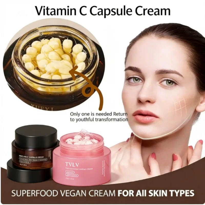 Revitalizing Collagen Moisturizer Capsule Cream For Women Contain Deeply Vitamin C Hydrates And Firms, Minimizes Pores Skincare