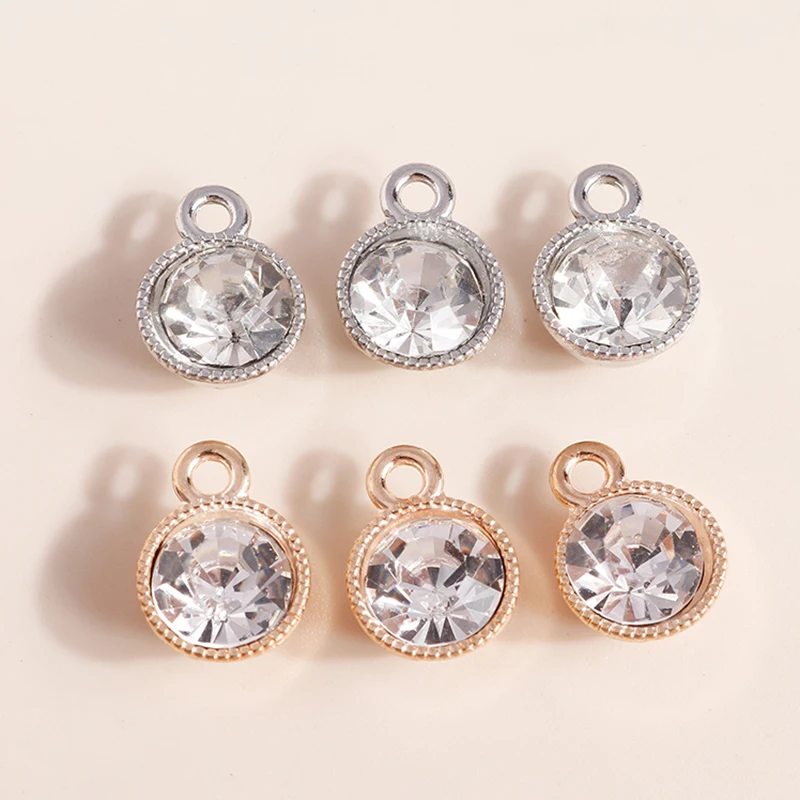 10pcs 10*13mm Gold Silver Color Round Crystal Charms for Necklaces Earrings Making Accessories Charms DIY Jewelry Findings