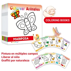Spanish Series DIY Coloring Books A Set Of Ten Children's Educational Painting Tools Kindergarten Graffiti Colors Book Toy Gifts