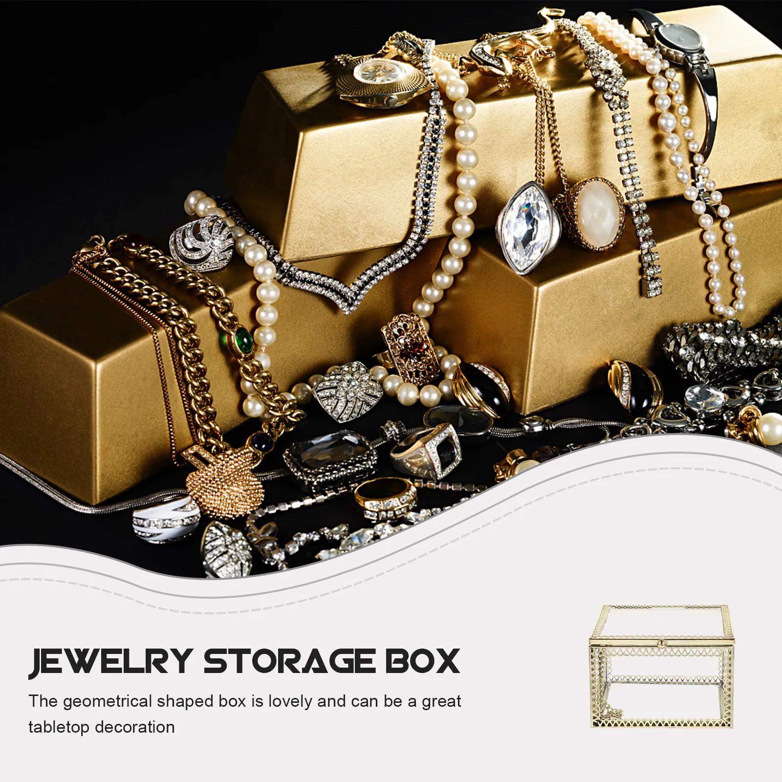 

Органайзер для украшений геометрической формы, изысканное исполнение, декоративный футляр, настольное украшение, коробка для хранения ожерелий, женский.