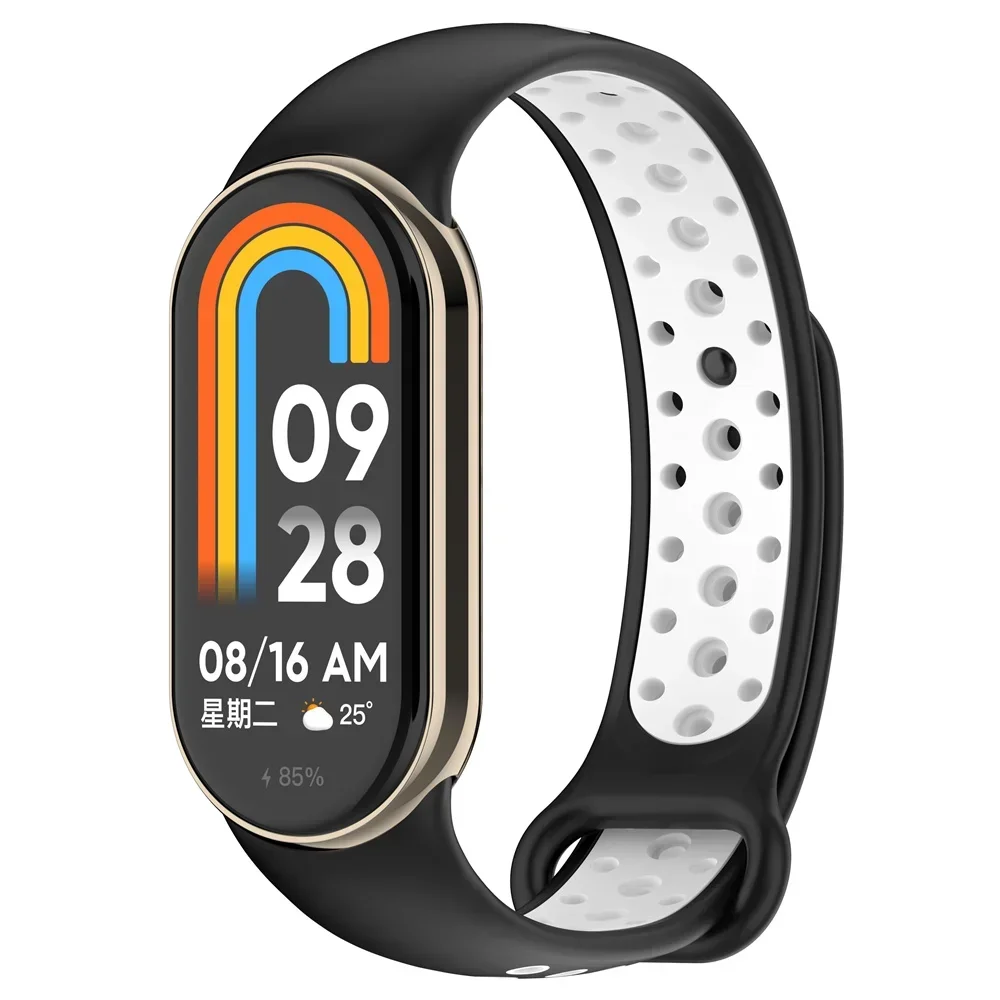 Silicone Strap for Xiaomi Mi Band 9 Smart watch Metal Head Bracelet Accessories for Mi Band 8/8 NFC Replacement Watchband Correa