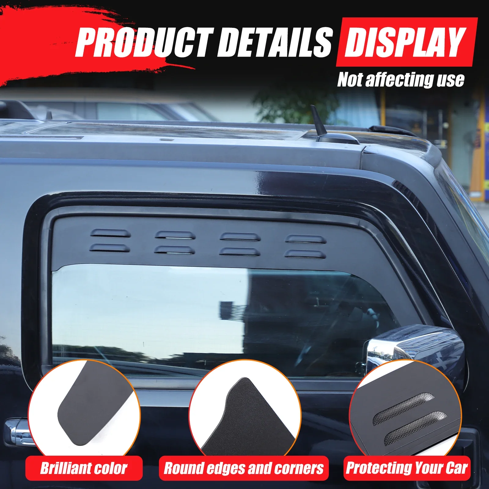 

For Hummer H3 2005-2009 Aluminum Alloy Car Window Air Ventilation Shutters Plate Cover Sticker Car Modified Accessories 2Pcs