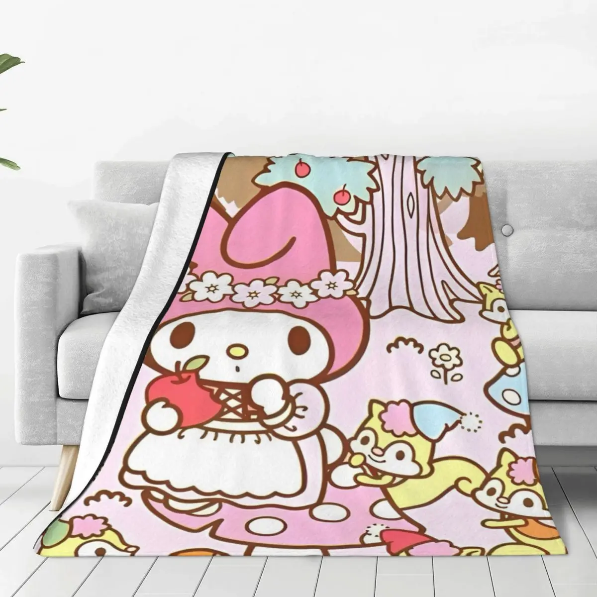 Cartoon Sanrio My Melody Warm Blanket Picnic Plush Throw Blanket Print Home Decor Flannel Bedspread Sofa Bed Cover