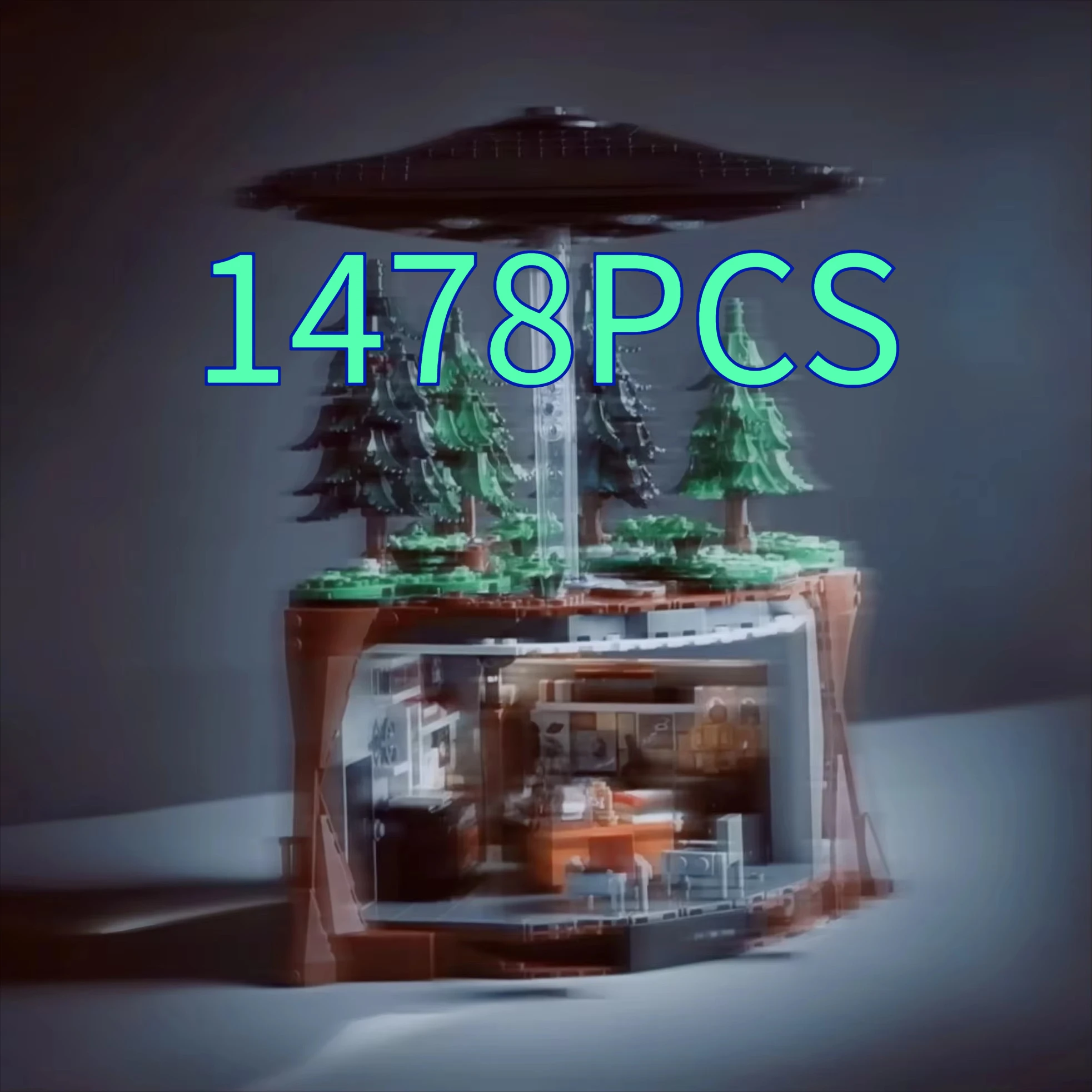 NEW Hot Building Blocks Deals 1478pcs UFO Scene , Double Layer Underground Research Base Model, Creative Desktop Christmas Gifts