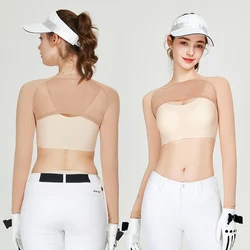 MG Summer Golf Ladies Sunscreen Shirts Long-sleeved Cooling Bottoms Women Sports Ice Silk Crop Top Quick-dry Inner Short T-shirt