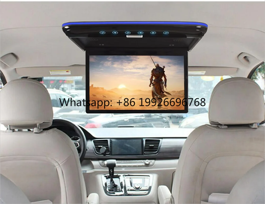 

13.3inch 4K Video Player IPS Display Flip Car Monitor Built-in Stereo Speaker USB TF FM Audio Output Universal Roof Mounted LCD