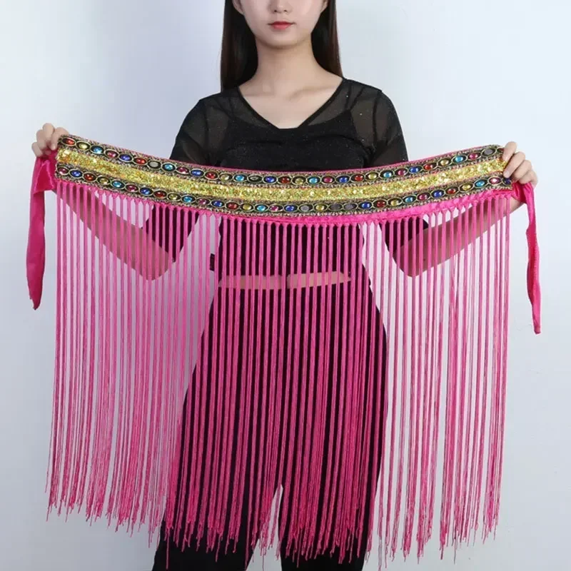 Vrouwen Kwastje Bling Kralen Buikdans Hippe Sjaal Toneelkostuum Taille Riem Rave Outfit Wrap Buikdans Les Slijtage Rok Kleding